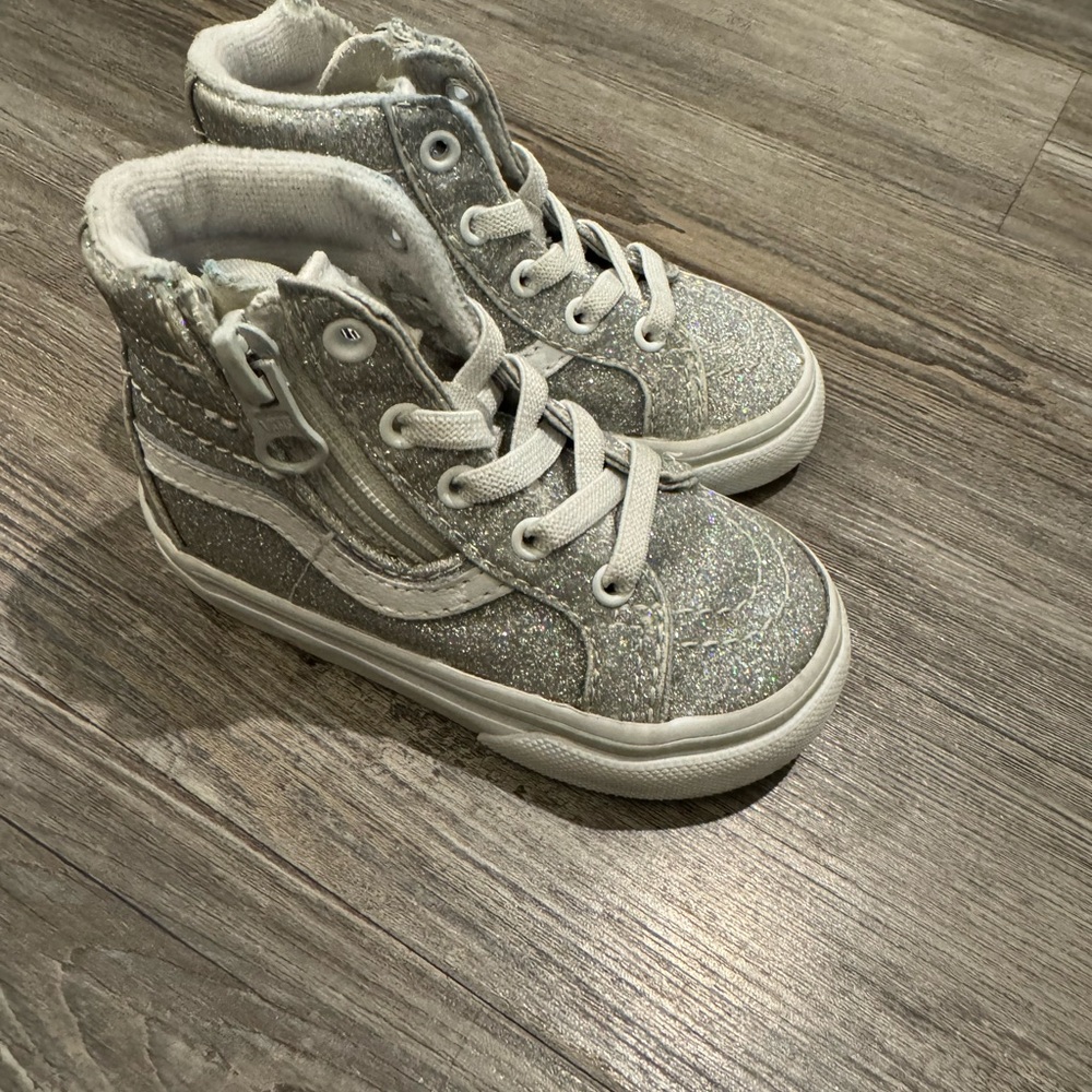 Sparkly Silver High-Top Kids Shoes